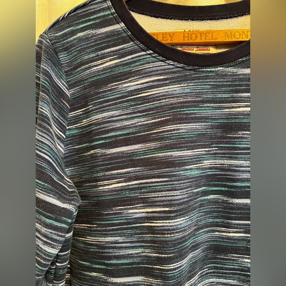Lands’ End serious sweat sweatshirt. Blue stripes. Size extra large. - Picture 3 of 6